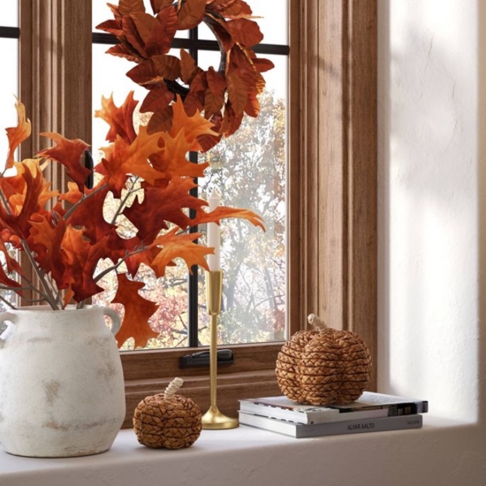 Threshold Target Medium Woven Straw Rustic Pumpkin Accent - Picture 8 of 10